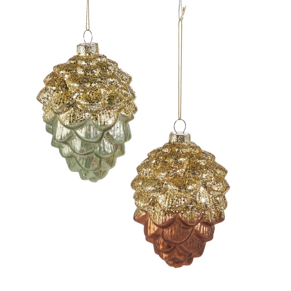 RAZ Imports *SB* 4.5" Glitter Pinecone Ornament