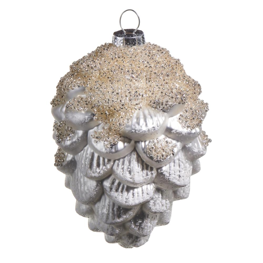 RAZ Imports *SB* 4.5" Iced Pinecone Ornament