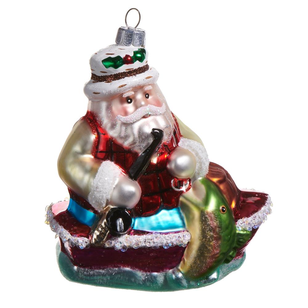 RAZ Imports *SB* 4.75" Fishing Santa Ornament