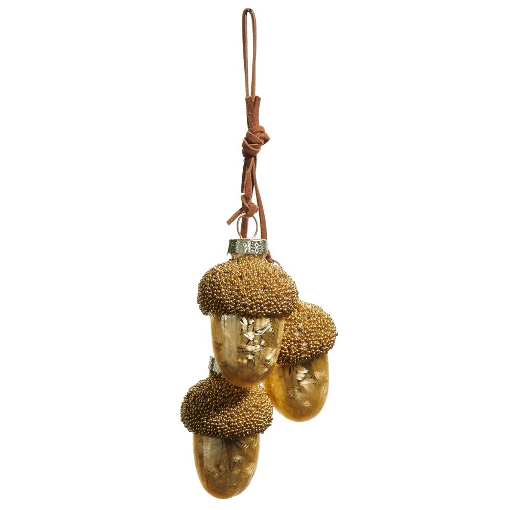 RAZ Imports *SB* 4" Gold Acorns Cluster Ornament