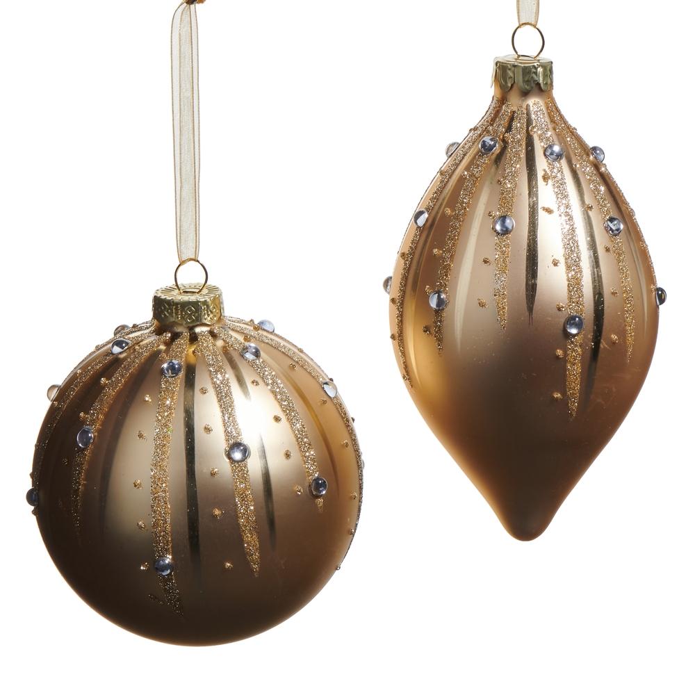 RAZ Imports *SB* 4" Gold Glitter Pattern Ornament