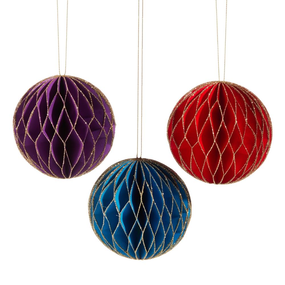 RAZ Imports *SB* 4" Jewel Tone Paper Ball Ornament