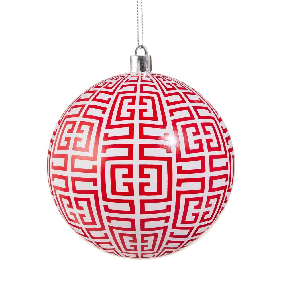 RAZ Imports *SB* 4" Red Greek Key Ball Ornament
