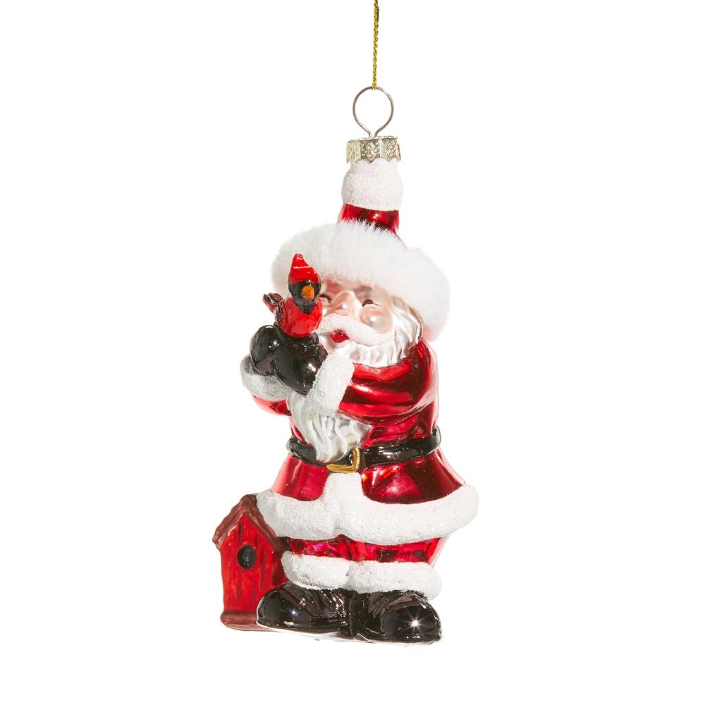 RAZ Imports *SB* 4" Santa Holding Cardinal Ornament
