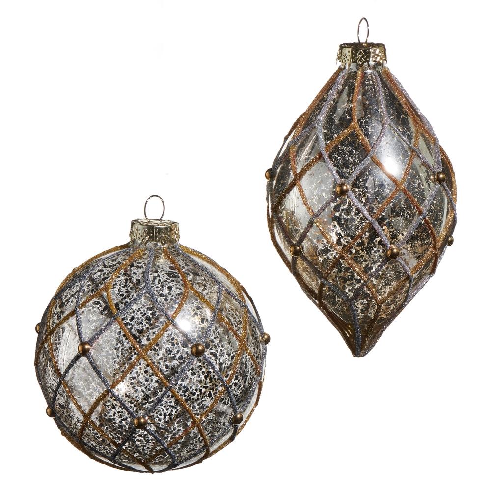 RAZ Imports *SB* 4" Silver Gold Ornament