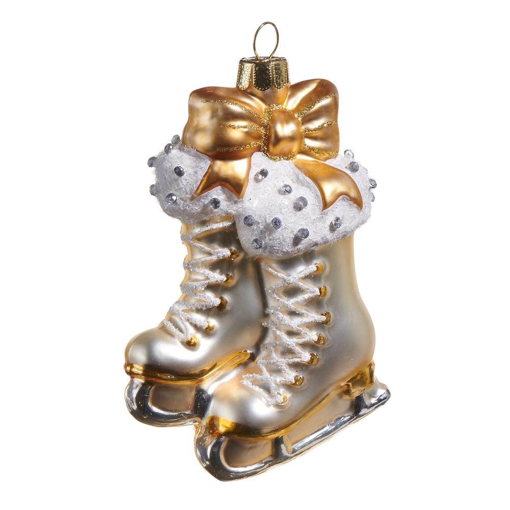 RAZ Imports *SB* 4" Silver Gold Skate Ornament
