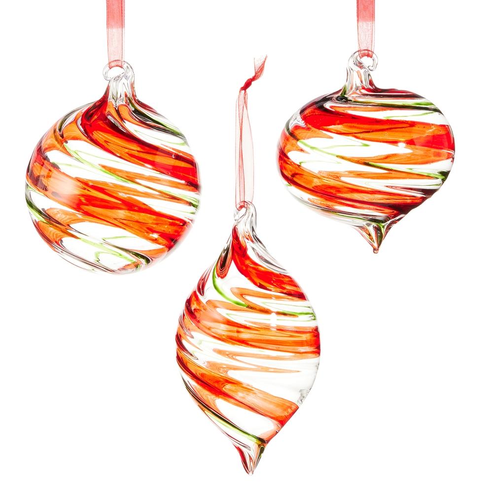 RAZ Imports *SB* 4" Tricolor Spiral Ornaments