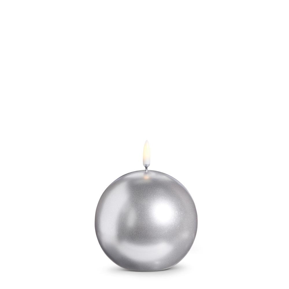 RAZ Imports *SB* 4" X 4" Uyuni Silver Round Candle