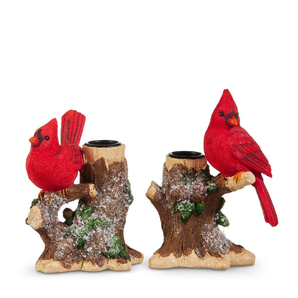 RAZ Imports *SB* 5.5" Cardinal Candle Holders