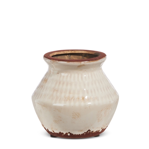 RAZ Imports *SB* 5" Distressed Ivory Pot