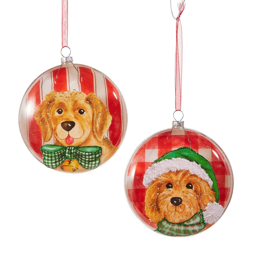 RAZ Imports *SB* 5" Dog Holiday Disc Ornament