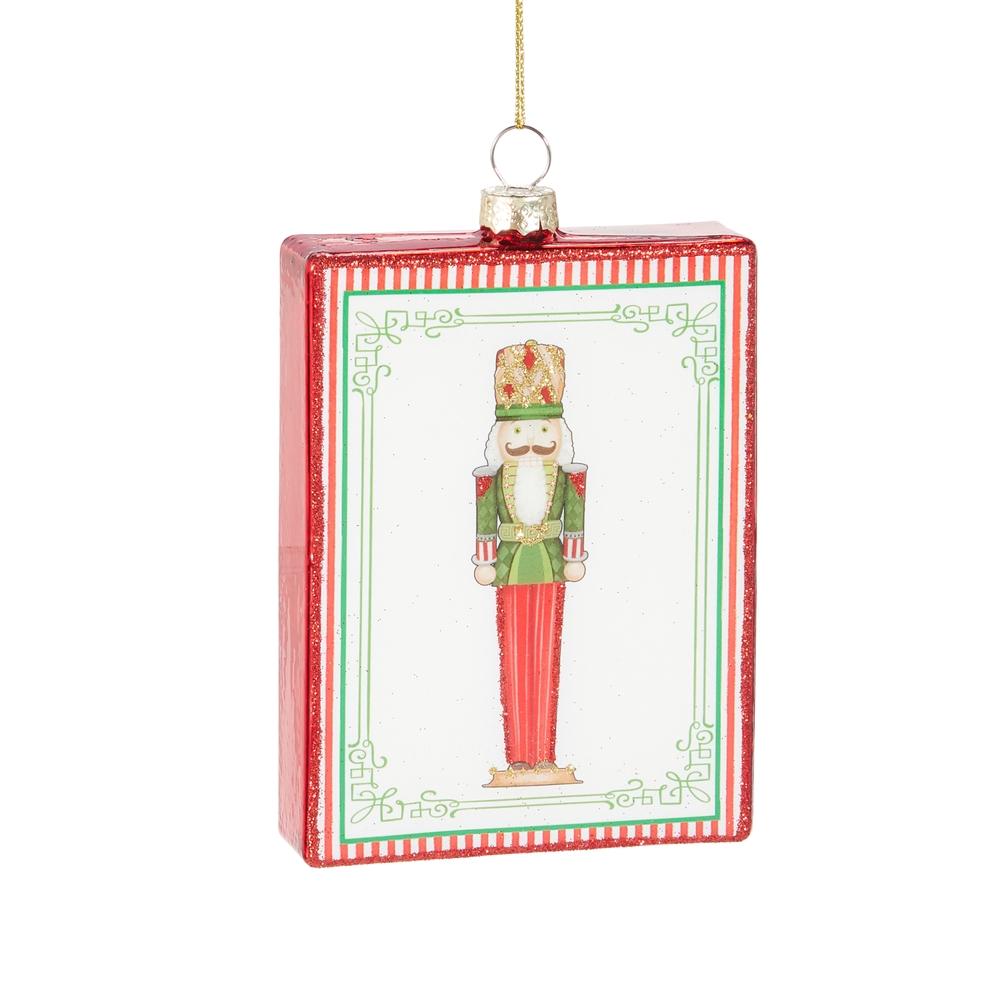RAZ Imports *SB* 5" Glass Nutcracker Ornament
