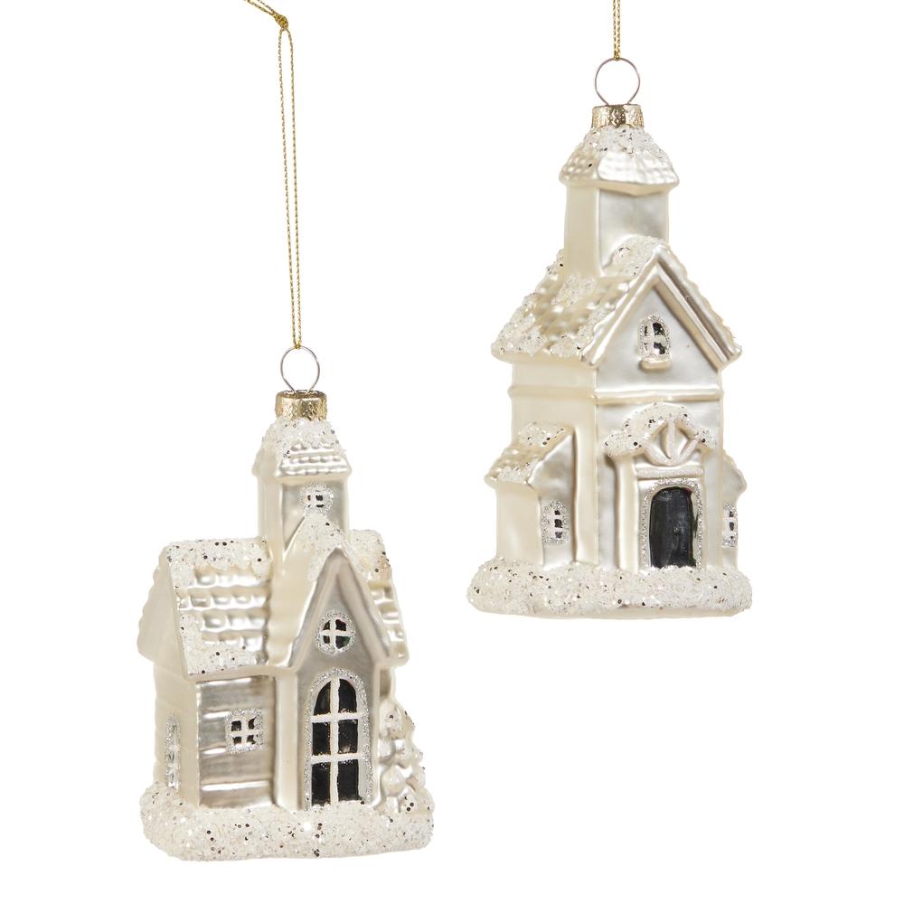 RAZ Imports *SB* 5" Glitter Church Ornament