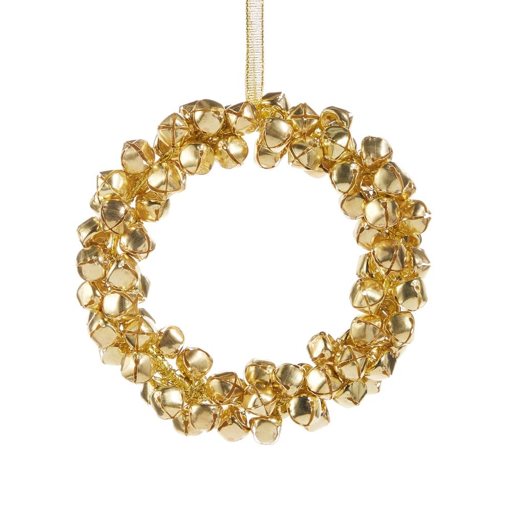 RAZ Imports *SB* 5" Gold Mini Bell Wreath Ornament