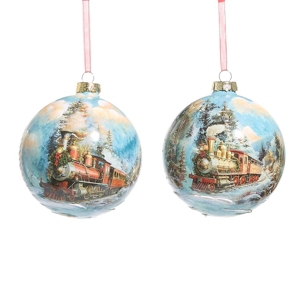 RAZ Imports *SB* 5" Holiday Train Ball Ornament