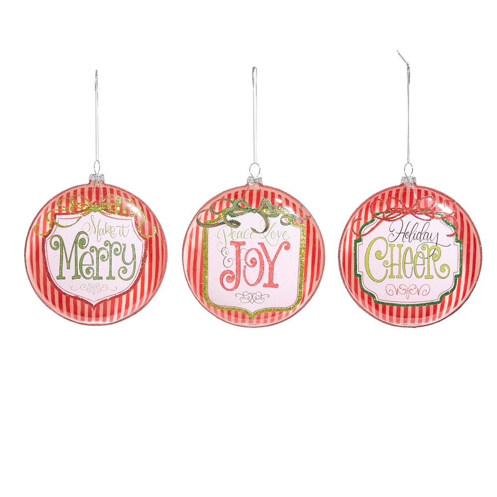 RAZ Imports *SB* 5" Merry Shield Disc Ornament