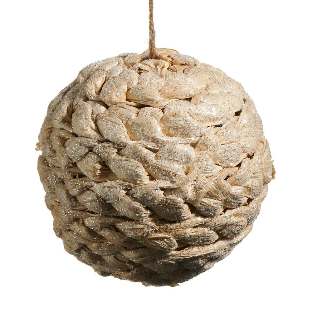 RAZ Imports *SB* 5" Natural Rattan Ball Ornament