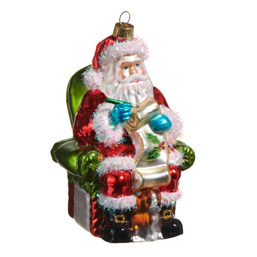 RAZ Imports *SB* 5" Santa In Chair with Dog Ornament