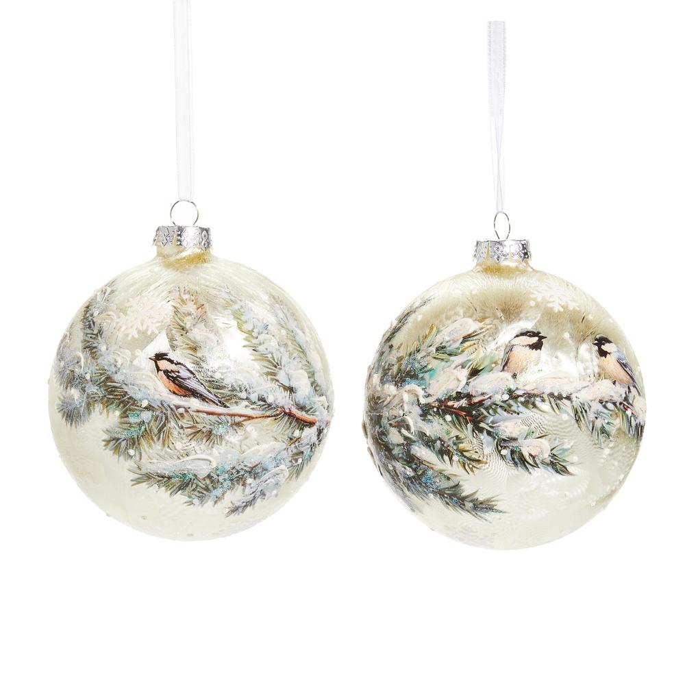 RAZ Imports *SB* 5" Winter Chickadee Ball Ornament