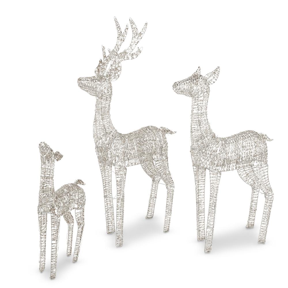 RAZ Imports *SB* 52" Lighted Silver Deer Family