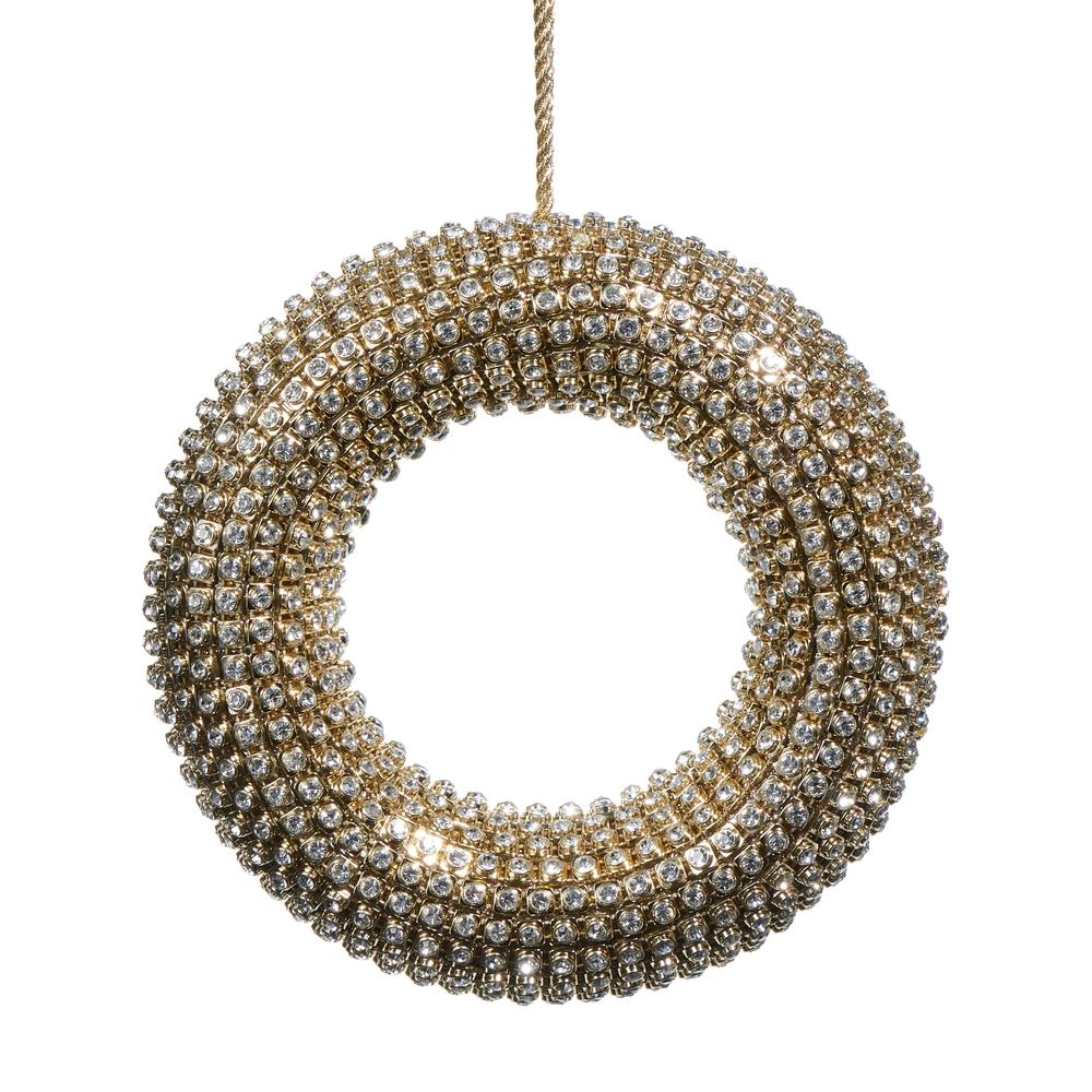 RAZ Imports *SB* 6.5" Gold Jeweled Wreath Ornament