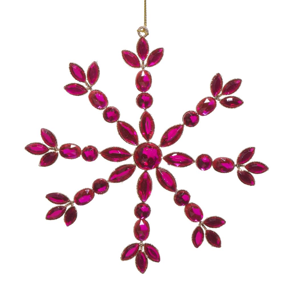 RAZ Imports *SB* 6.5" Pink Jeweled Snowflake Ornament