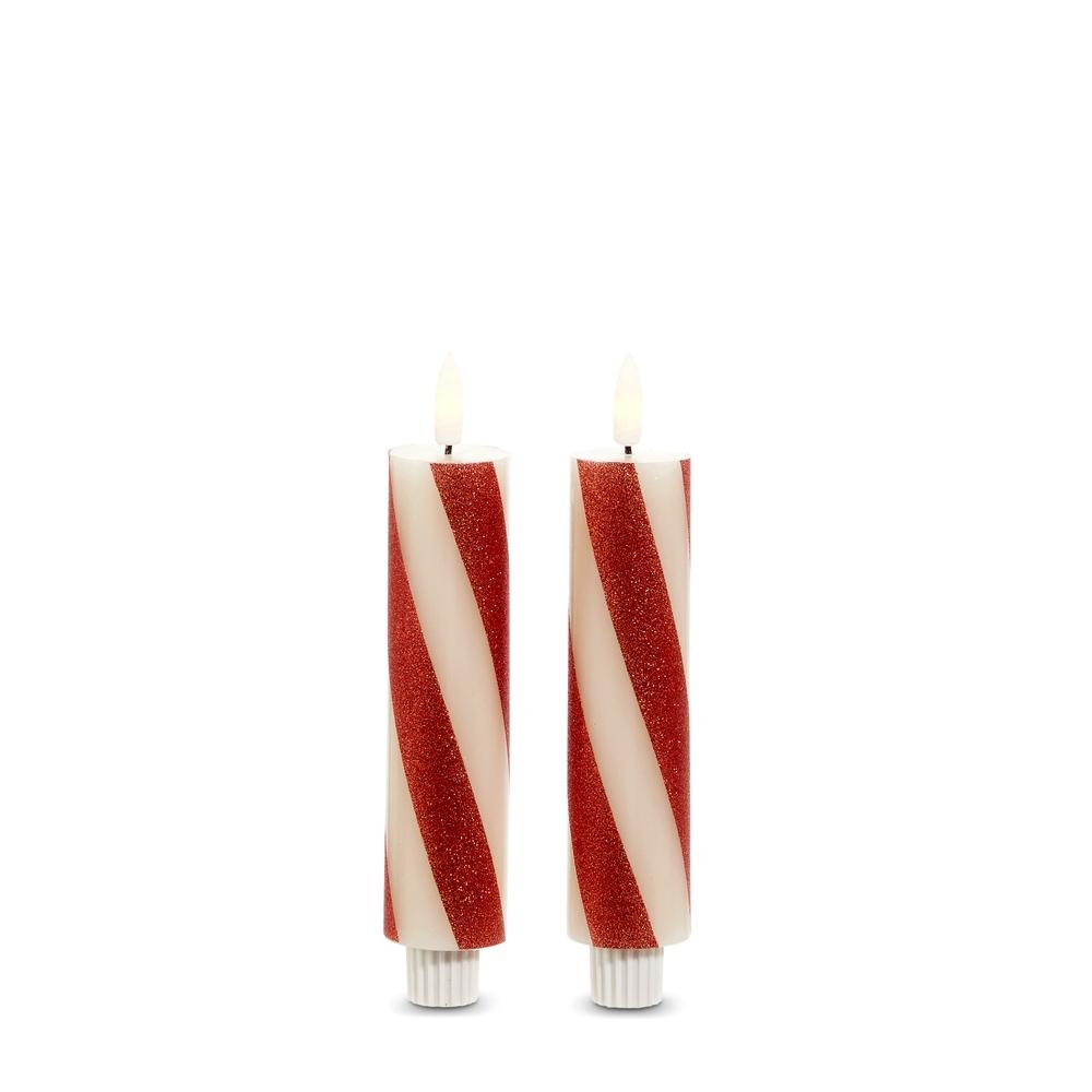 RAZ Imports *SB* 6.5" Red Stripe Taper Candle