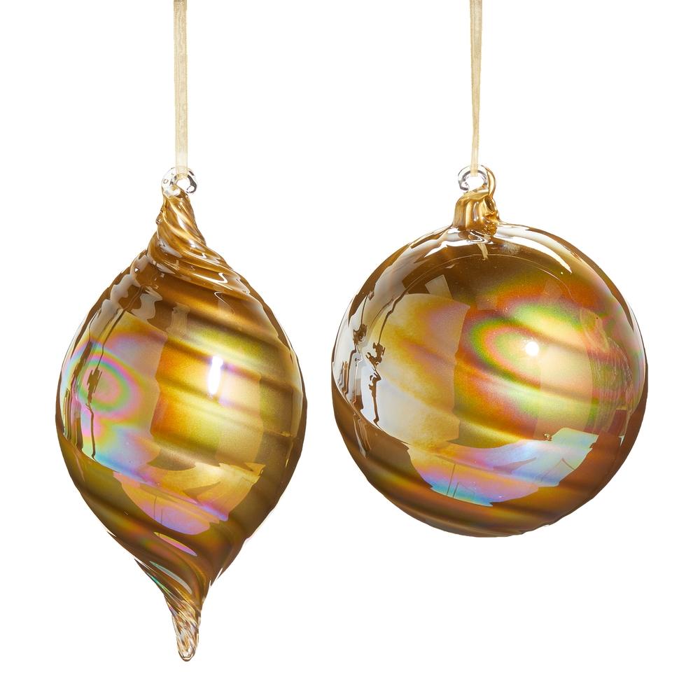 RAZ Imports *SB* 6" Gold Iridescent Swirl Ornament