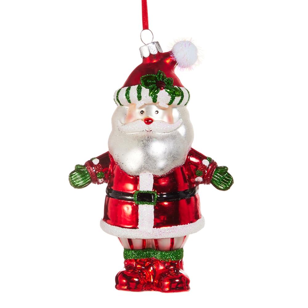 RAZ Imports *SB* 6" Holly Day Santa Ornament