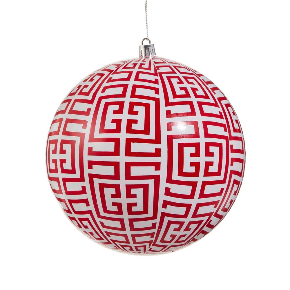 RAZ Imports *SB* 6" Red Greek Key Ball Ornament