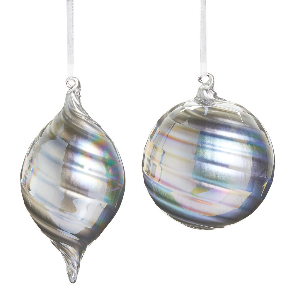 RAZ Imports *SB* 6" Silver Iridescent Swirl Ornament
