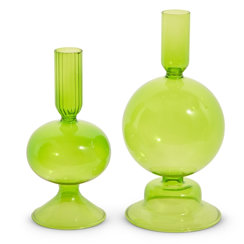 RAZ Imports *SB* 7.25" Green Candle Sticks