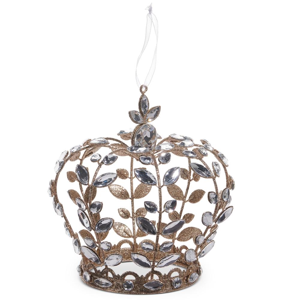 RAZ Imports *SB* 7.5" Clear Jeweled Crown Ornament