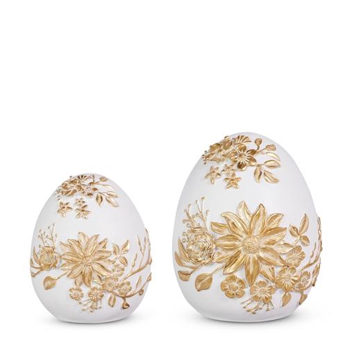 RAZ Imports *SB* 7.5" White Floral Accent Eggs