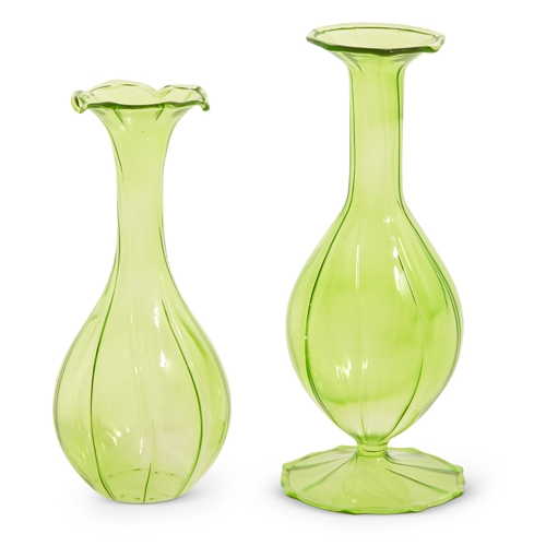 RAZ Imports *SB* 7" Green Fluted Bud Vase