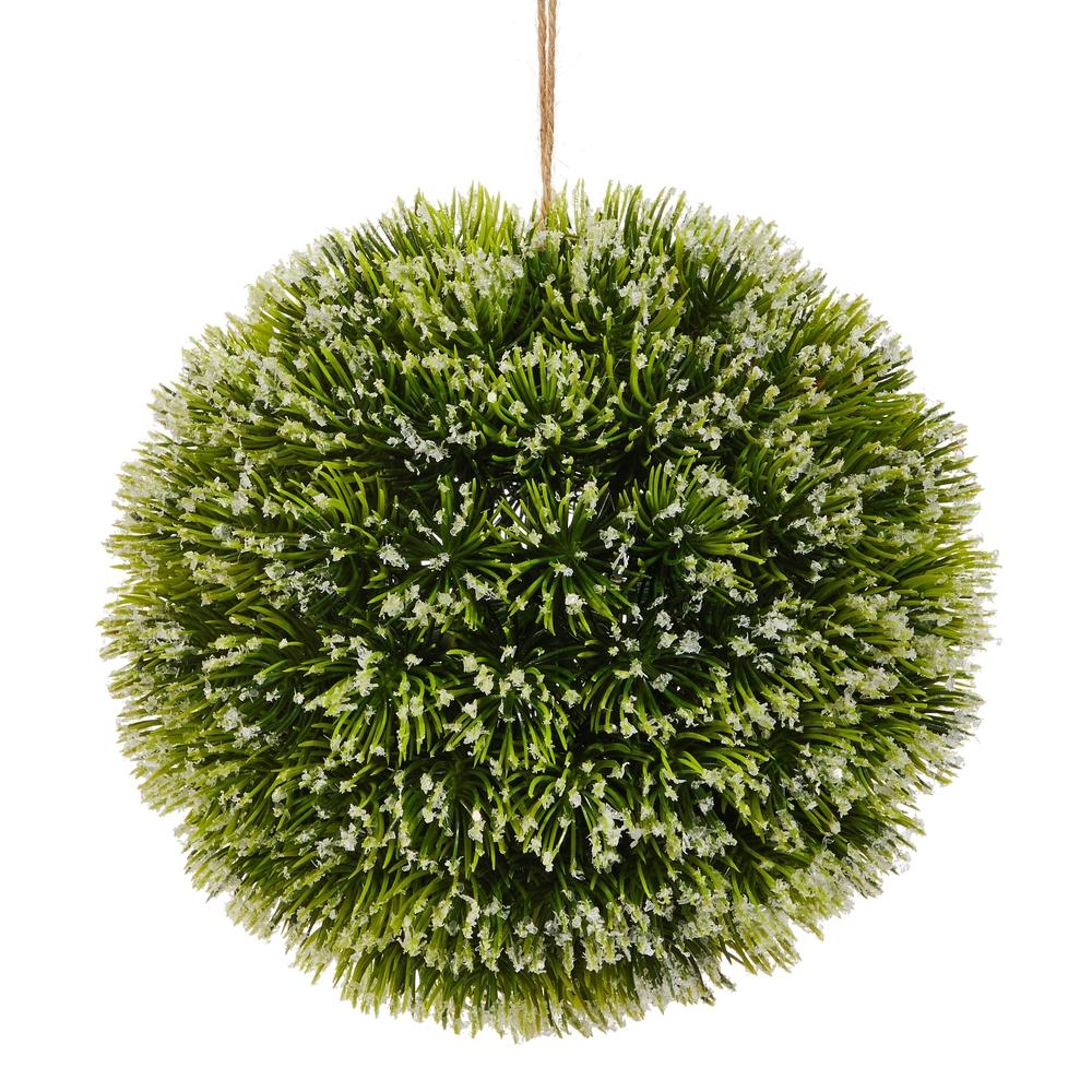 RAZ Imports *SB* 7" Iced Greenery Ball Ornament