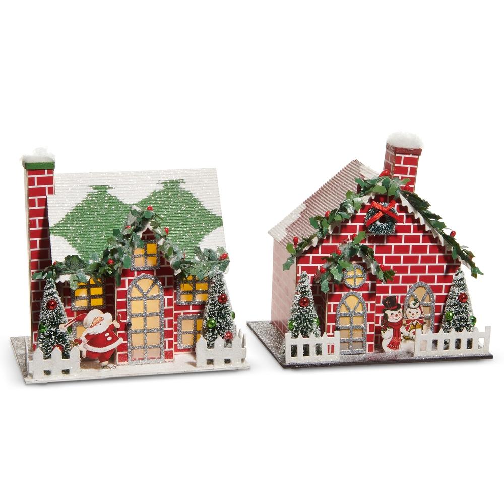RAZ Imports *SB* 7" Lighted Brick Paper Holiday House