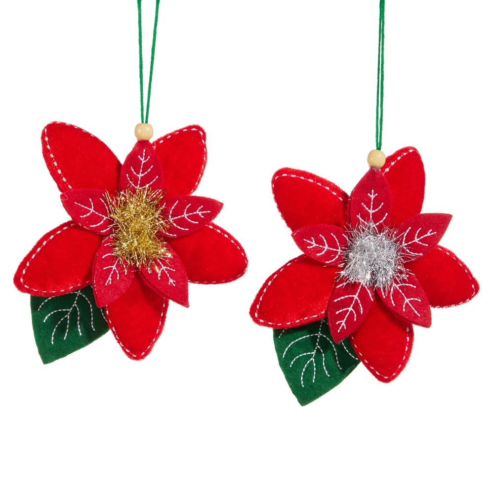 RAZ Imports *SB* 7" Poinsettia Felt Ornament