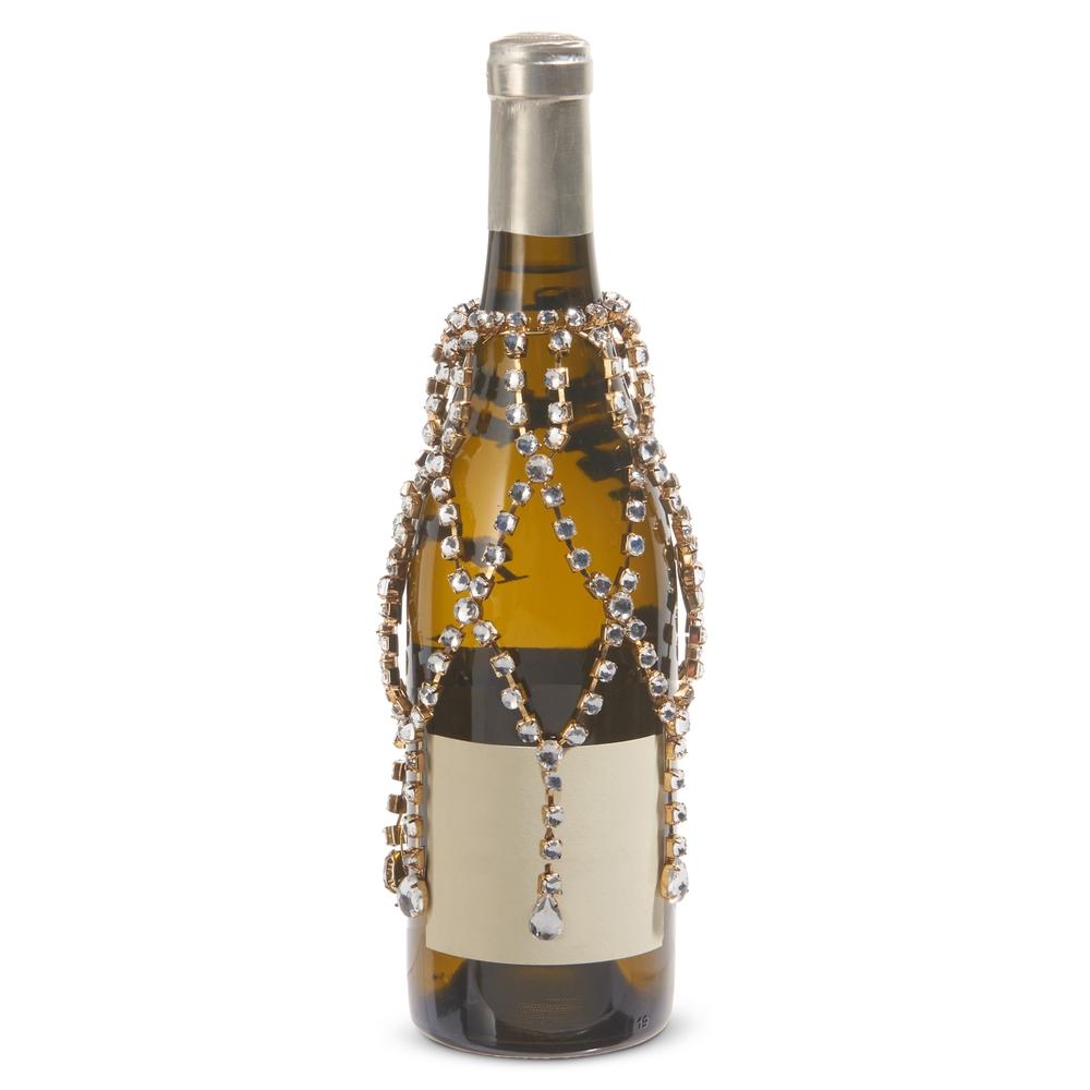 RAZ Imports *SB* 7" Woven Jeweled Wine Bottle Veil