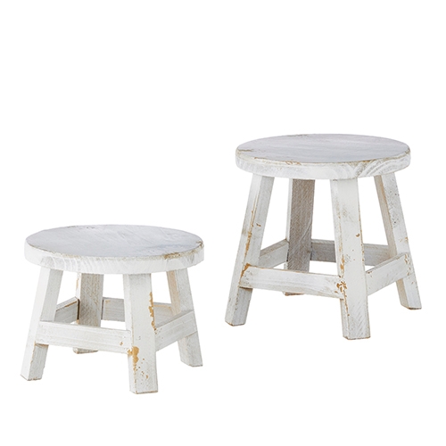 RAZ Imports *SB* 8.25" Distressed White Stool Risers