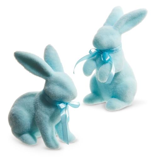 RAZ Imports *SB* 8.75" Pastel Blue Flocked Bunny