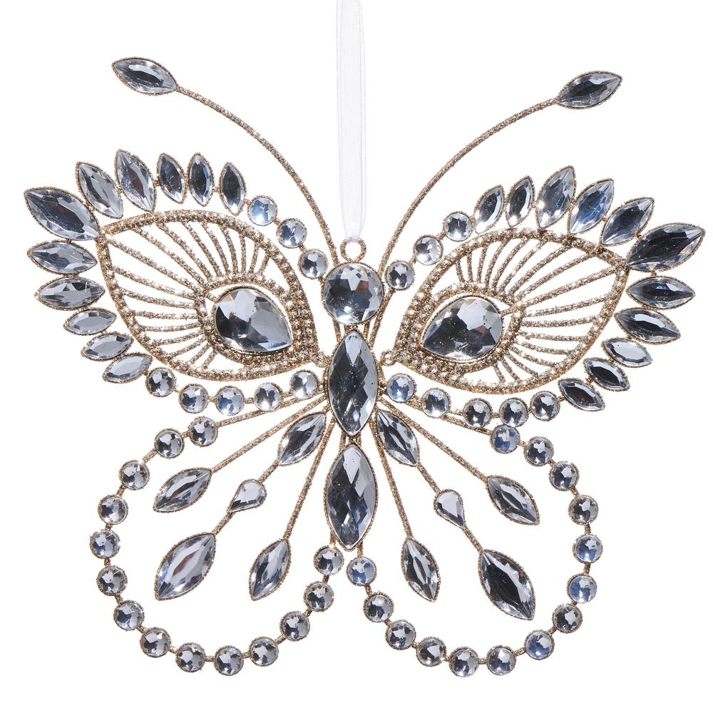RAZ Imports *SB* 8" Clear Jeweled Butterfly Ornament