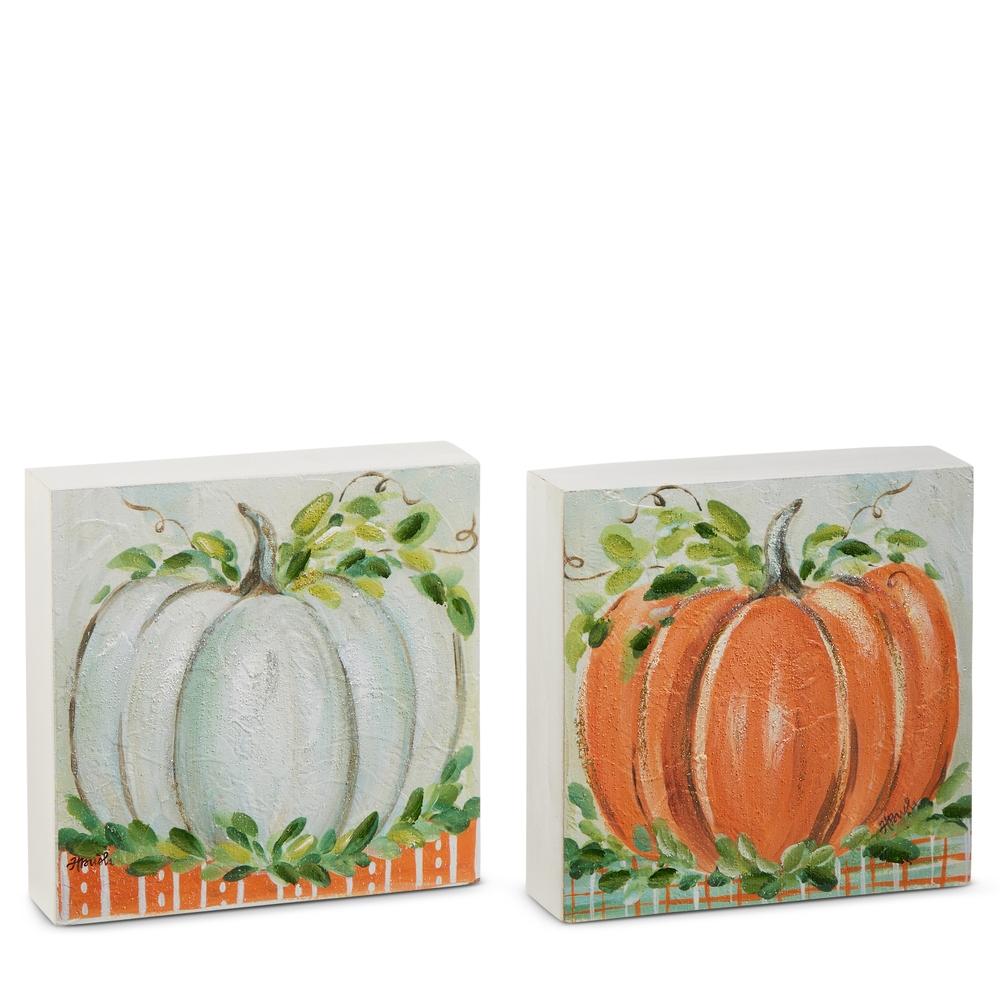 RAZ Imports *SB* 8" Harvest Pumpkin Patch Block