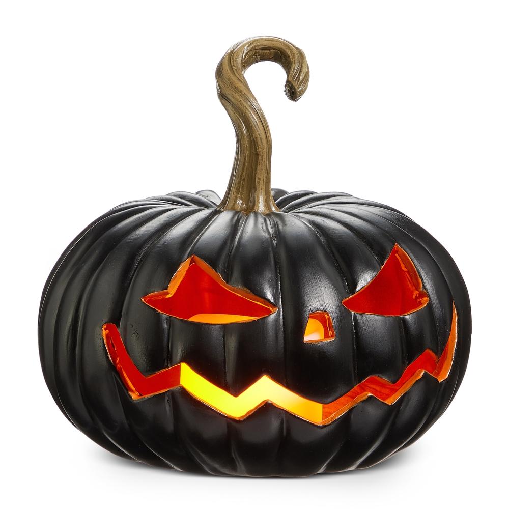 RAZ Imports *SB* 8" Lighted Black Jack O Lantern