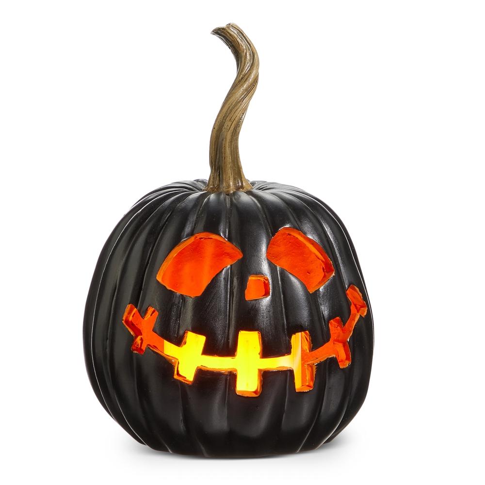 RAZ Imports *SB* 8" Lighted Black Jack O Lantern