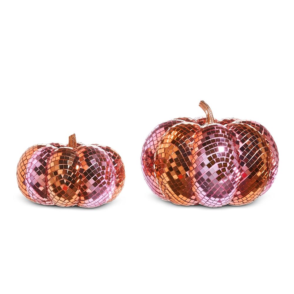 RAZ Imports *SB* 8" Pink and Orange Disco Pumpkins