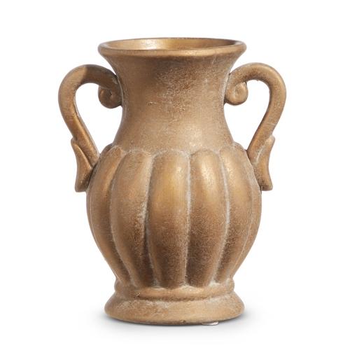 RAZ Imports *SB* 8" Ribbed Gold Urn