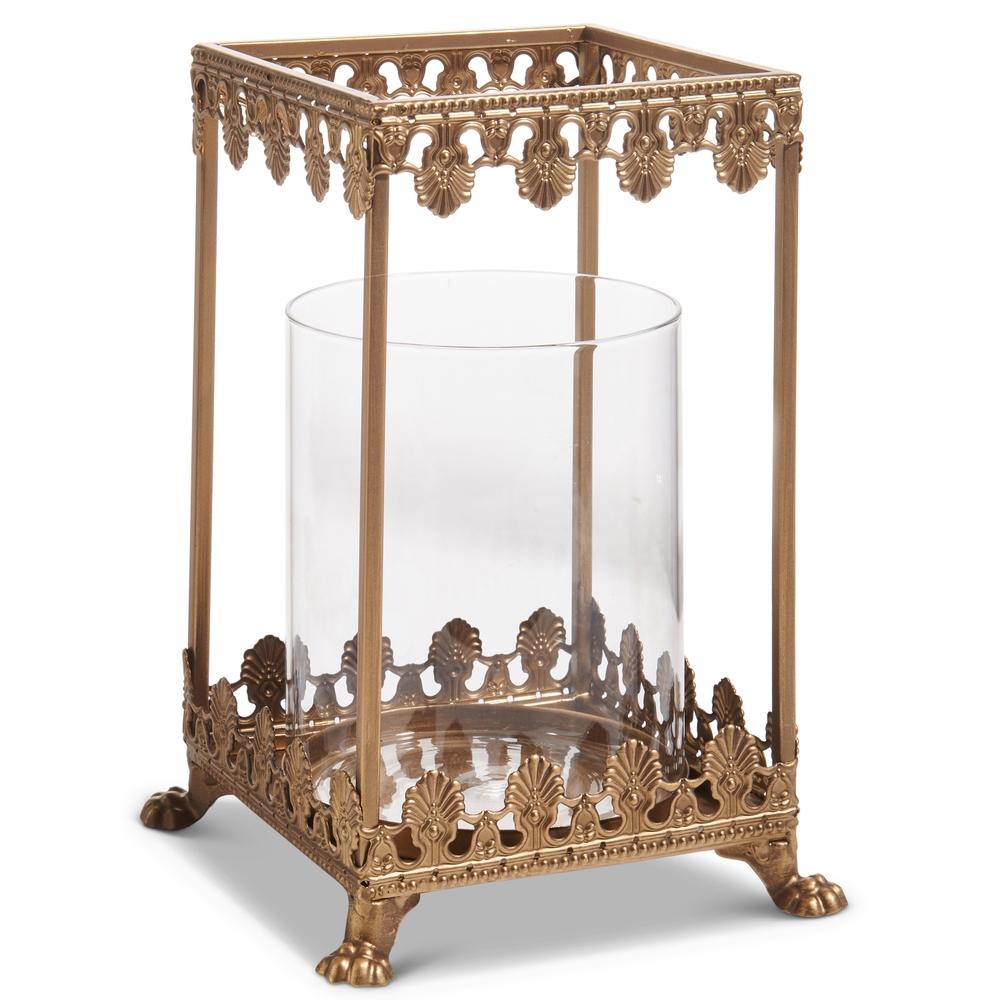RAZ Imports *SB* 9.5" Gold Filigree Square Lantern