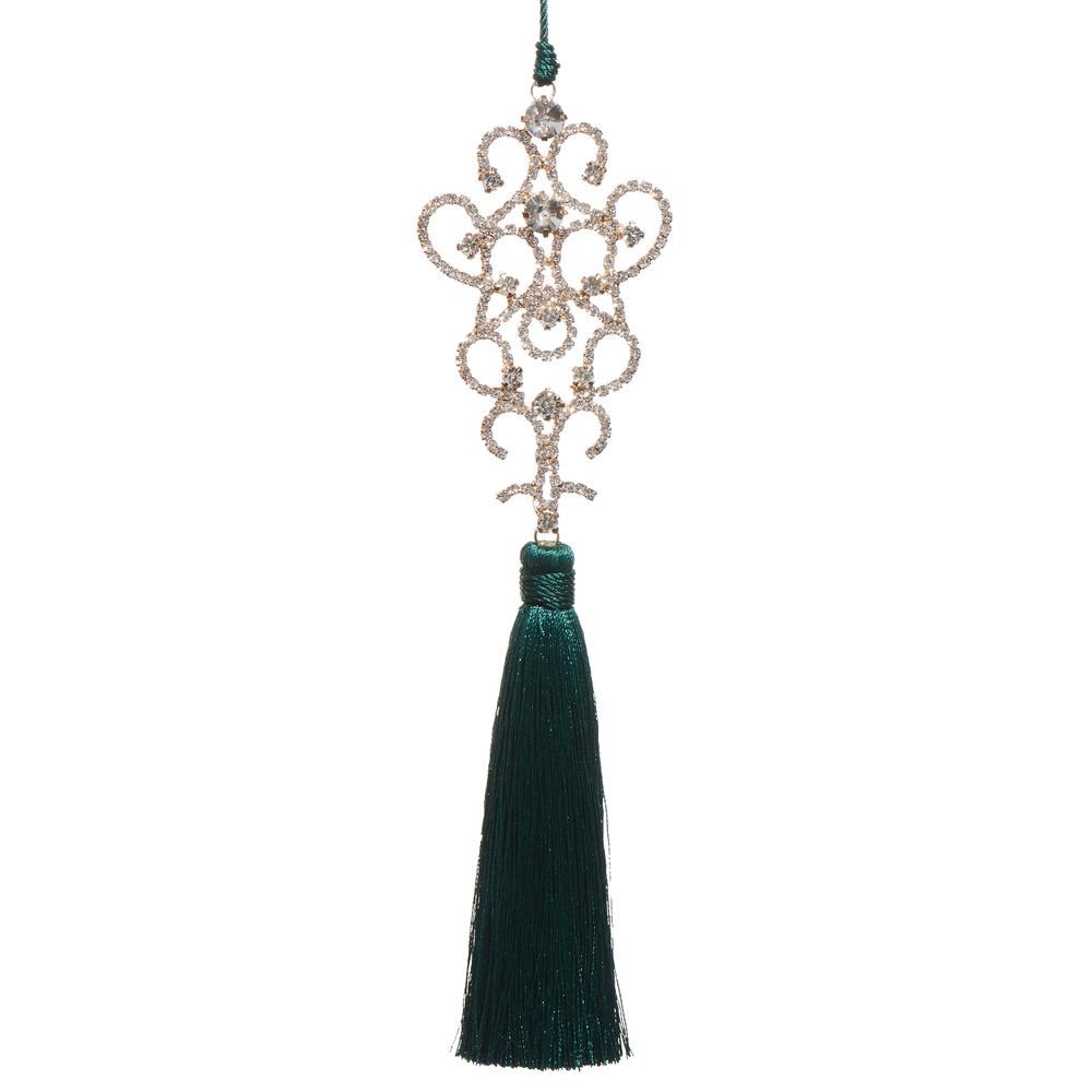 RAZ Imports *SB* 9.5" Green Jeweled Tassel Ornament