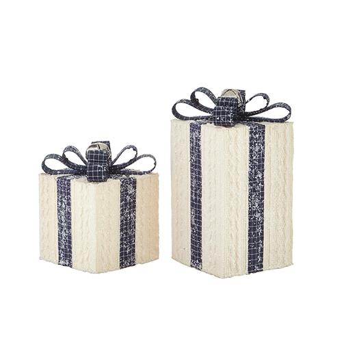 RAZ Imports *SB* 9" Knit Packages with Plaid Bows